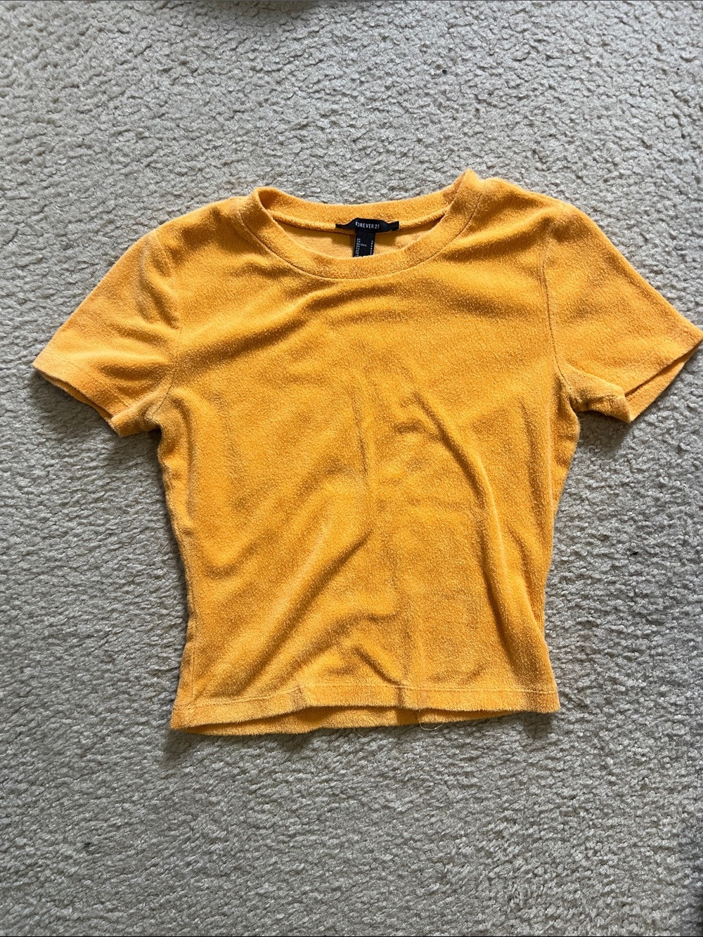 Forever 21 Golden Mustard Short Sleeve Terry Knit Top